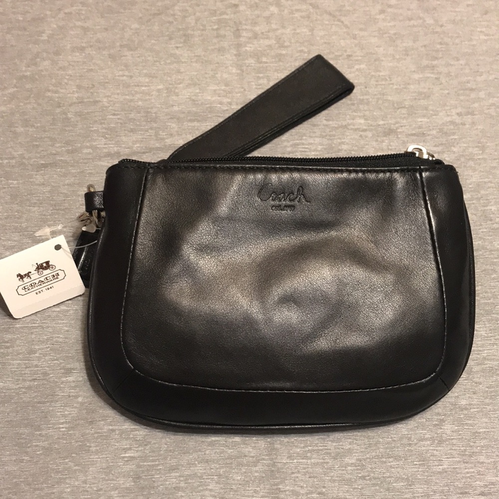 Leather coach wristlet clutch